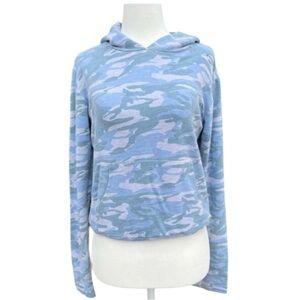 Monrow Blue Camo Hooded Sweatshirt